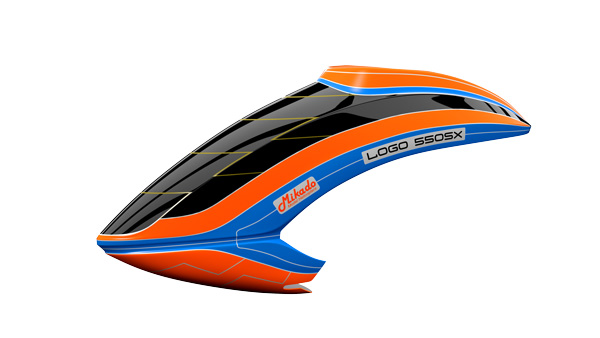 Mikado Haube LOGO 550 SX V3, neon-orange / blau - World-of-Heli